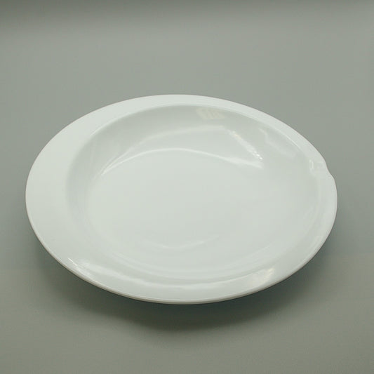 LSPCW-9 - Porcelain 9" Flat Bottom White Scooper Plate,