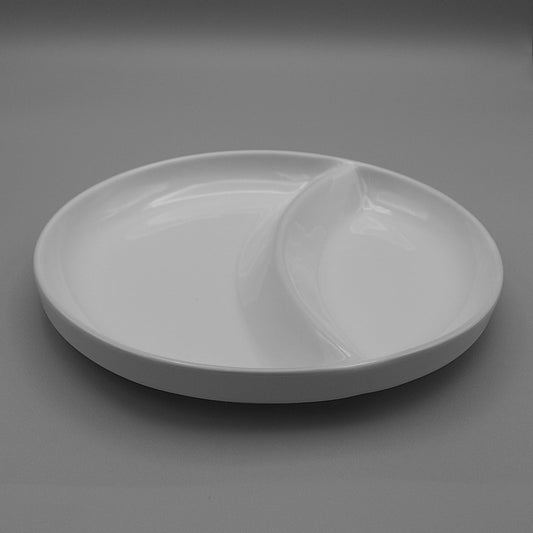 RPCW2D-775 - Porcelain 7.75'' 2 Division Flat Bottom White Retherma Plate